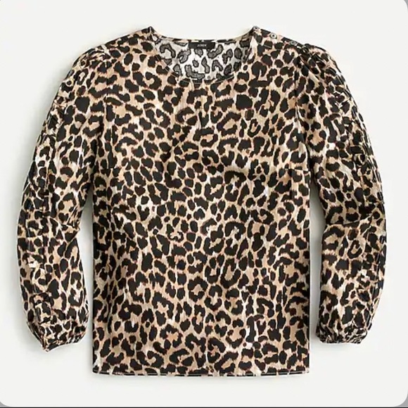NWT J. Crew Ruffle-Sleeve Top in Leopard - Picture 4 of 4